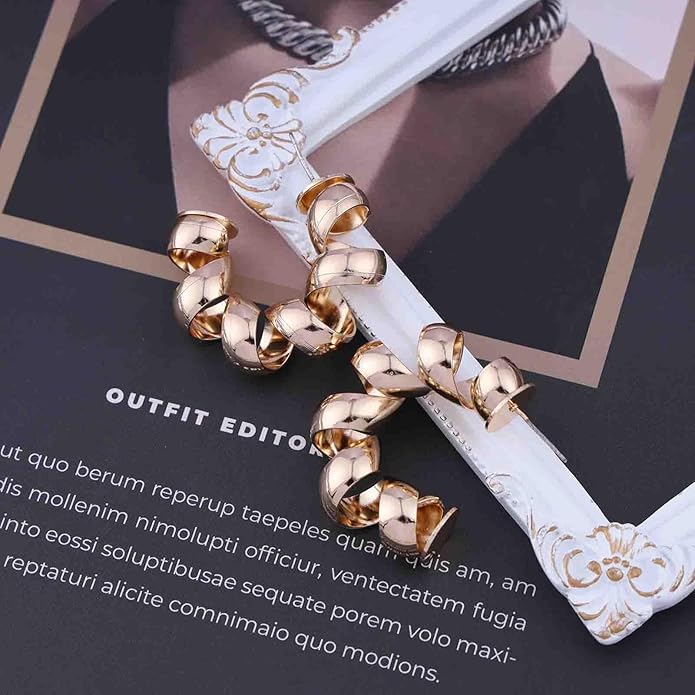 Vintage Exaggerated Irregular Circle Earrings Twist Hoop Earrings Twisted Rope Round Earrings Gold Circle Hoop Dangle Earrings Jewelry for Women-Velvo Beauty