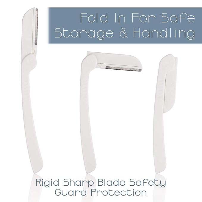 Dermaplaning Tool – Practical Eyebrow, Face and Peach Fuzz Hair Removal Razors for Women - With Vitamin C Facial Serum - 3 Pack Dermaplane Razor Blades-Velvo Beauty