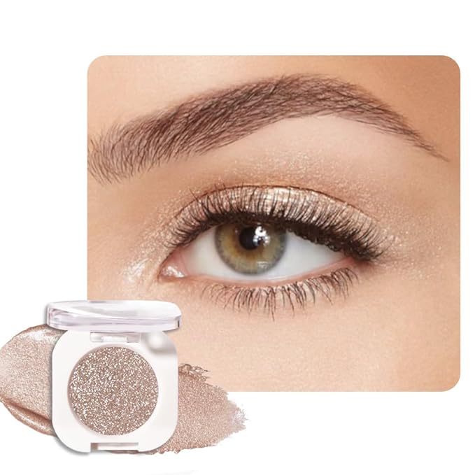 Nude Brown Single Glitter Eyeshadow Makeup, Neutral Powde Eye Shadow for Women, Nude Shimmer Singles Eyeshadow Palette Pigmented Waterproof, sombras para ojos, Girls Monochrome Eyeshadows Gift-Velvo Beauty