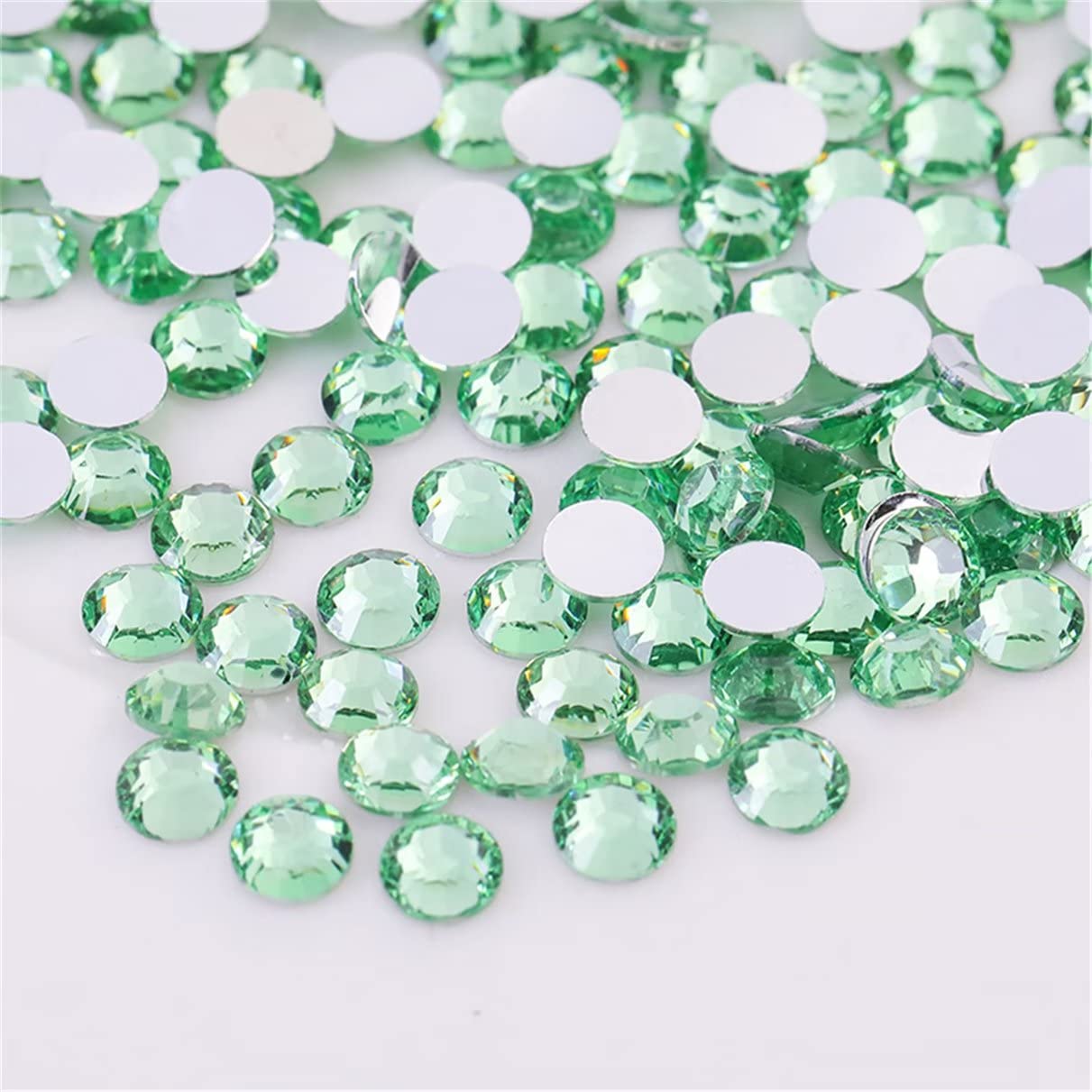 1000 Pieces SS20 5mm Flatback Rhinestones Clear Glass Round Gems Crystals for Nail Art DIY Crafts Clothes Shoes Bags （Light Green）-Velvo Beauty