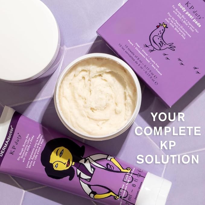 DERMAdoctor: KP Duty Moisturizing Lotion | Dermatologist Formulated Body Cream for Keratosis Pilaris | Smooth Dry, Rough, Bumpy, Chicken Skin | Hydrates & Softens | 10% AHAs + PHAs | (8 oz)-Velvo Beauty