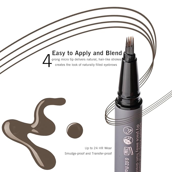 Deep Brown Eyebrow Pencil with 4 Prong Precise Tip, Dark Brown Eyebrow Pen for Natural Hair-Like Brows, Last for 24H YES.EYE DO (Bitter Chocolate-Deep Brown)-Velvo Beauty