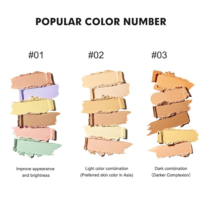 Color Correcting Concealer Palette 6 Colors Lightweight Smooth Correcting Contour Cream Makeup Palette (Color 02)-Velvo Beauty