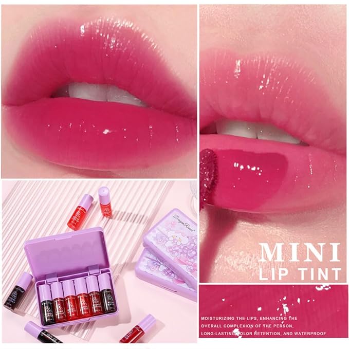 6 Colors Lip Tint Stain Korean Lip Gloss, Matte Velvet Lip Tint Natural Plumping Lip Stain, Multi-Use Lip and Cheek Tint Mini Liquid Lipstick, Long lasting Non-Stick Cup Waterproof, Lip Color Makeup-Velvo Beauty