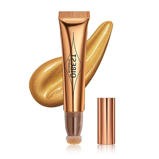 Highlighter Beauty Wand, Cream Liquid Highlighter Makeup Stick, Silky Smooth Face Shimmer Bronzer Stick with Cushion Applicator, Lightweight Body Face Glowing Highlighter, Cruelty-free（Bronze Gold）-Velvo Beauty