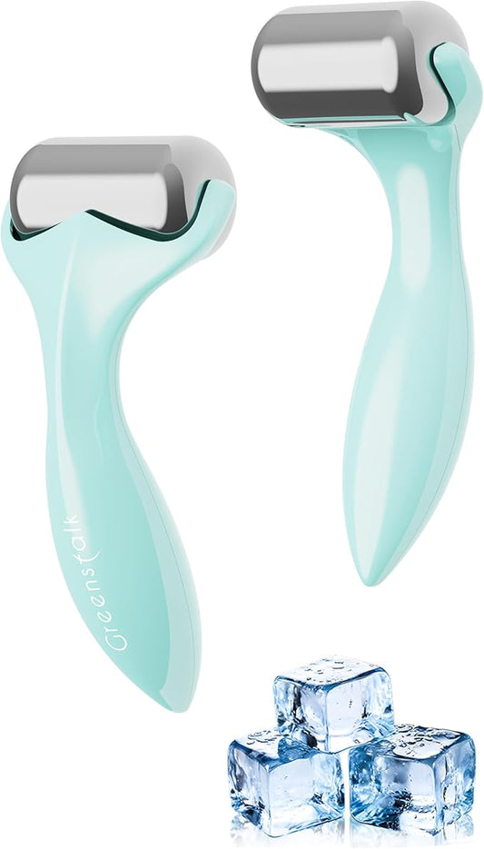 Greenstalk Ice Roller for Face & Eyes – Medical-Grade Stainless Steel Cooling Face Roller for Puffiness Relief, Dark Circles, Skincare Routine – Dual Cold & Warm Therapy, Ergonomic Design (Blue)-Velvo Beauty