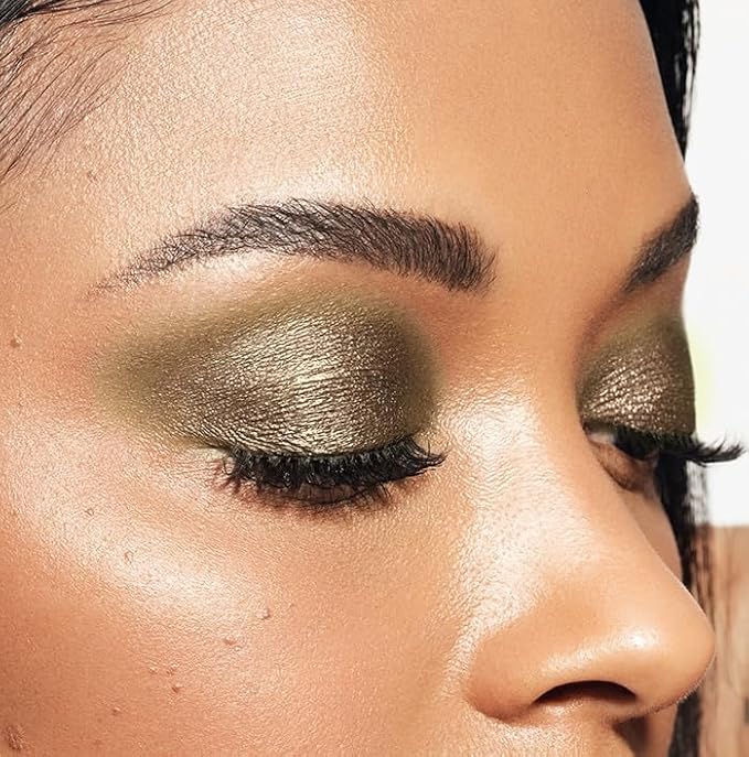 MAKE Beauty Multi-Chromatic Eye Shadow. Metal Reflecting Luminous Foil Finish Creamy, Buildable, Dimensional Long-wear, Crease-proof Powder Eyeshadow, Multichrome Shade - Gravitational, Olive Green-Velvo Beauty