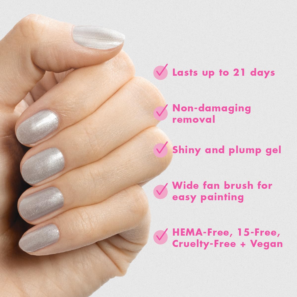 Olive & June Gel Polish | UV LED Nail Lamp Needed | Long Lasting Formula | Up to 21 Days of Wear | Damage-Free Removal | Salon-Quality Manicure at Home| Cosmic Silver | Silver Metallic-Velvo Beauty