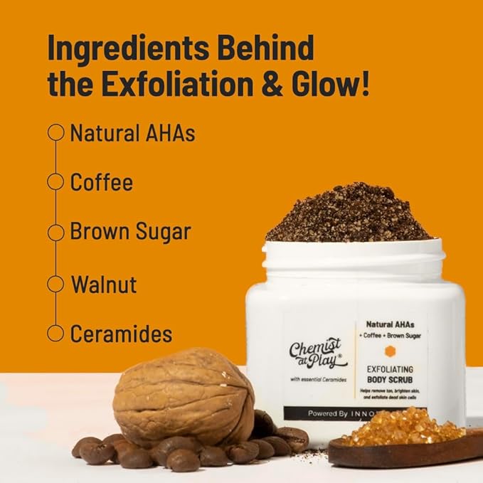 Exfoliating Body Scrub For Removing Tan & Dead Skin Cells | Rough & Bumpy Skin, Tanned & Pigmented Skin | For Smooth, Soft & Bright Skin | Natural AHAs | Coffee 2.6 fl oz.-Velvo Beauty