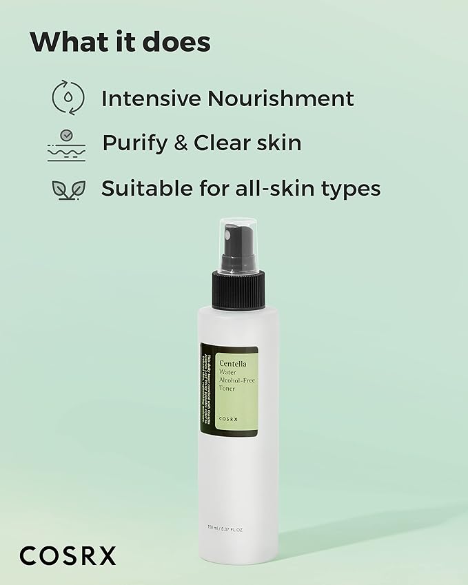 COSRX Alcohol-Free Cica Toner, 150ml / 5.07 fl.oz | Spray-type Korean Toner with Centella Asiatica for Hydrating & Soothing Redness | Korean Skin Care, Not Tested on Animals, Paraben Free-Velvo Beauty