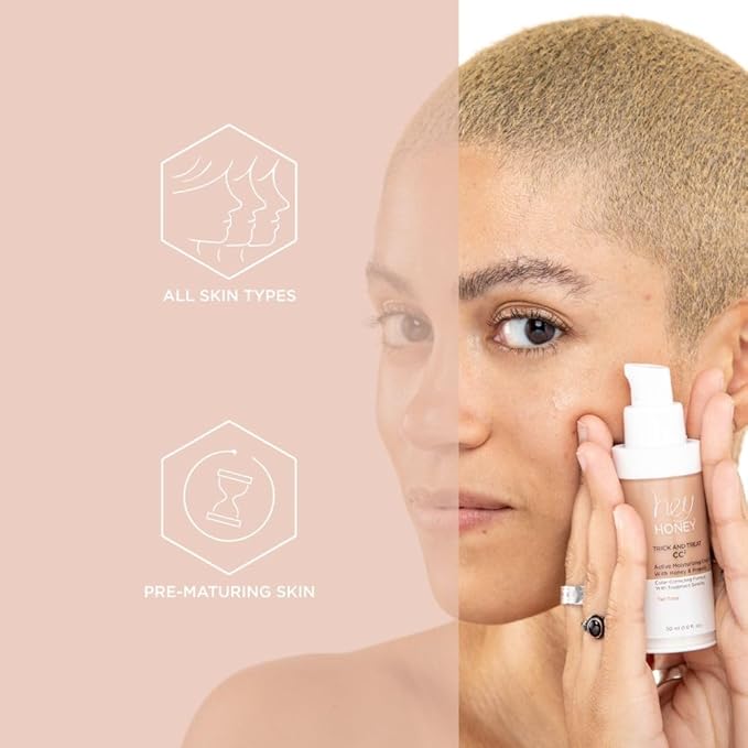 Hey Honey Trick and Treat CC² Cream SPF 46 | Active Moisturizing Color Correcting Cream with Honey & Propolis | Best Cover For Rosacea, Skin Redness & Mature Skin | 1 oz (Tan Tone)-Velvo Beauty