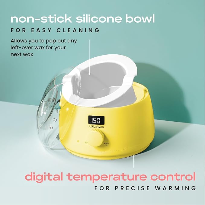 KoluaWax Premium Waxing Kit for Women - Hot Melt Hard Wax Warmer for Hair Removal, Eyebrow, Bikini, Legs, Face, Brazilian Wax - Machine, 4-Pack Beads, Accessories, Sun-Velvo Beauty