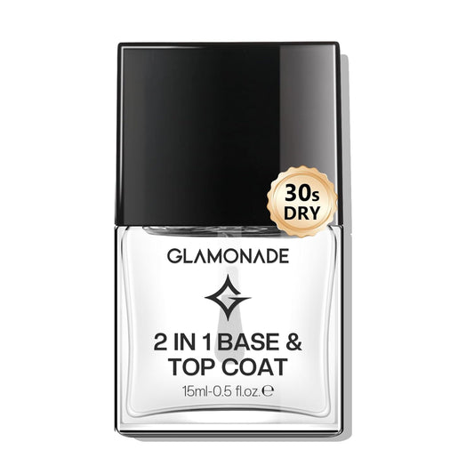 Base Top Coat Nail Polish: 2 in 1 Clear Quick Dry Nail Polish Color Protection Long Lasting Shine Polish Resists Smudging Chipping Fading Fast Air Dry Nail Coat for Women-Velvo Beauty