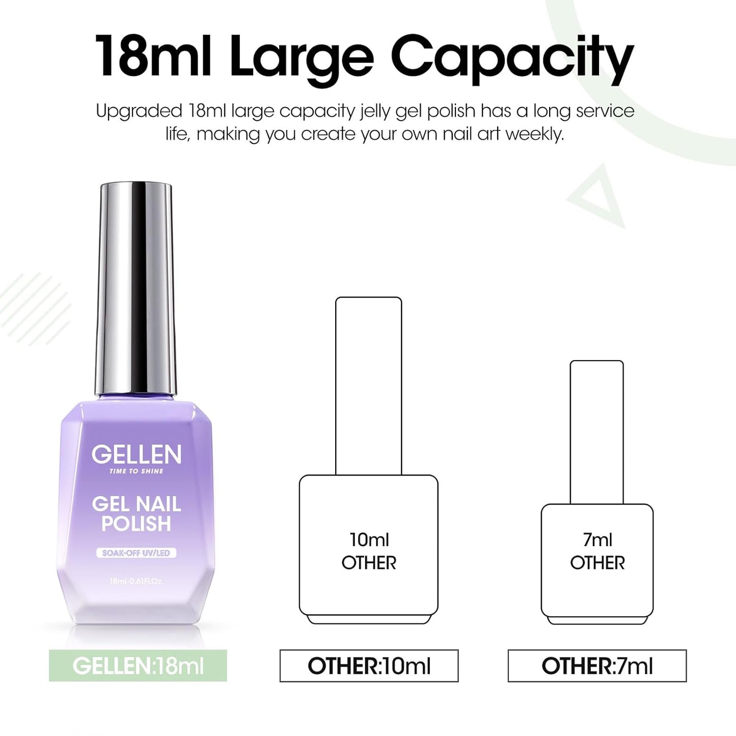 Gellen Gel Nail Polish 18Ml Jelly Mint Green Spring Translucent Pastel Sheer Soak Off UV for Nail Art at Home 0.61 Fl Oz-Velvo Beauty