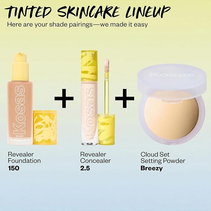 Kosas Revealer Skin-Improving Foundation with SPF 25 Protection - Hydrate, Brighten, Soothe, Plump, Protect Skin - Smoothing Texture, Natural Finish and Clean Formula - Light Cool 150-Velvo Beauty