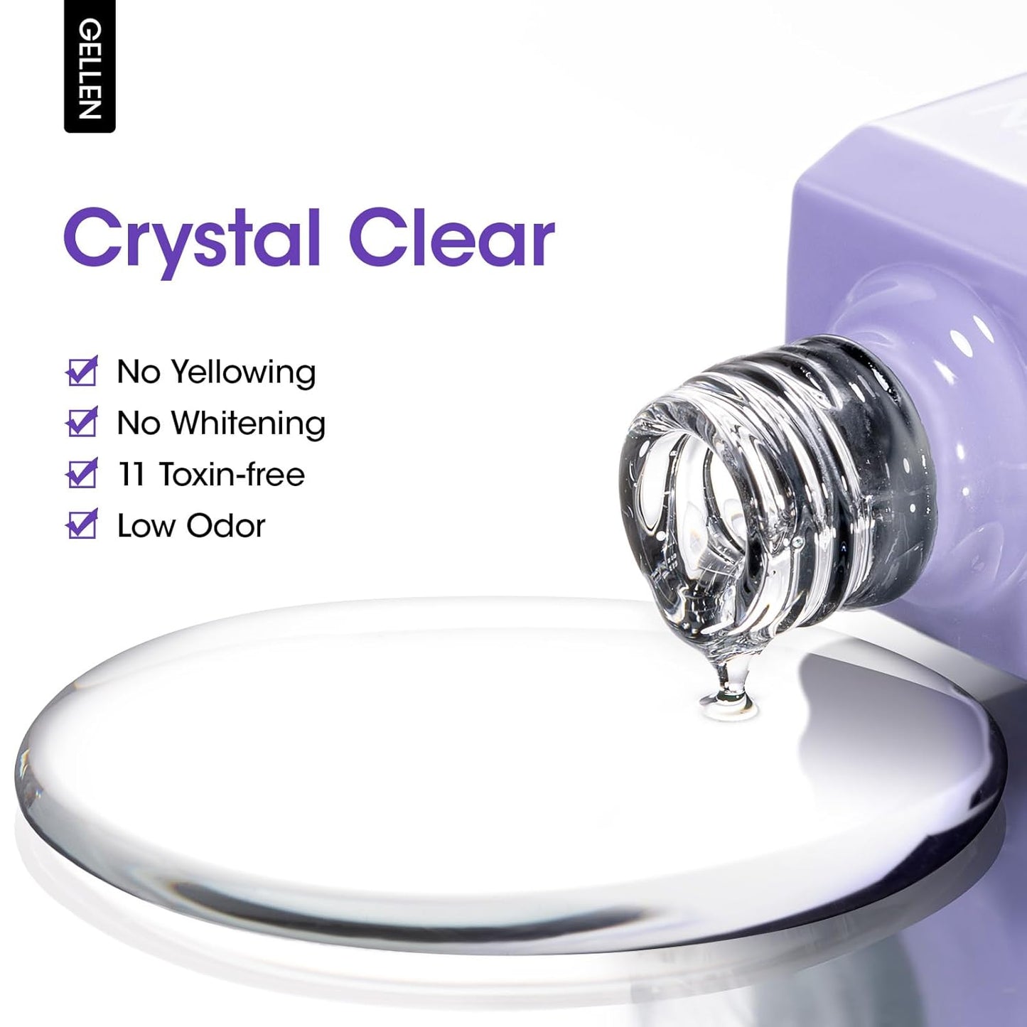 GELLEN Gel Top Coat Nail Polish- 18ml No Wipe Top Coat Gel Polish, High Gloss Shiny Long Lasting, Soak Off Nail Lamp for Home DIY and Nail Salon-Velvo Beauty