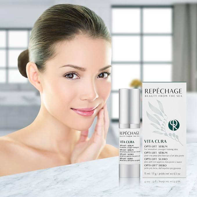 Repechage Vita Cura Opti-Lift Serum - Anti Aging Eye Contour Lifting Effect to Smooth Out Look of Wrinkles and Crow's Feet with Almond Protein, Seaweed Extracts, and Peptides, 15ml /0.5fl oz.-Velvo Beauty