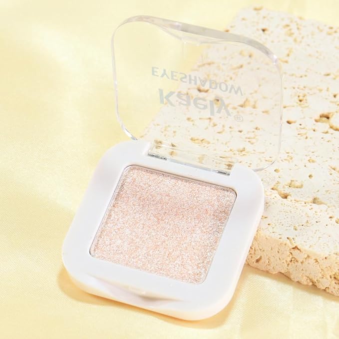 evpct Pear White Shimmer Single Eye shadow Palette Makeup for Older Women, Glitter Sparkly Pearl Shimmer Cream Eyeshadow Palette Brightener Make up, High Pigment Waterproof Monochrome Mini Eyeshadow-Velvo Beauty