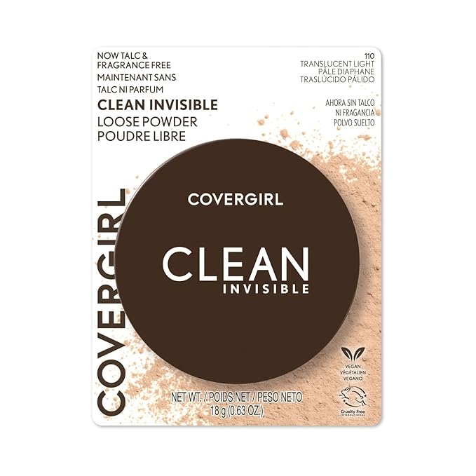 COVERGIRL Clean Invisible Loose Powder - Loose Powder, Setting Powder, Vegan Formula - Translucent Light, 20g (0.7 oz)-Velvo Beauty