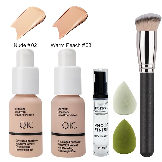 All In One Makeup Kit Full Kit,12 Colors Eyeshadow Palette,6 Colors Lipstick Set,2Full Coverage Foundation,Primer, Eyebrow Soap,Waterproof Eyeliner and Mascara(102 Nude +103 Warm peach+Shimmer Shadow)-Velvo Beauty