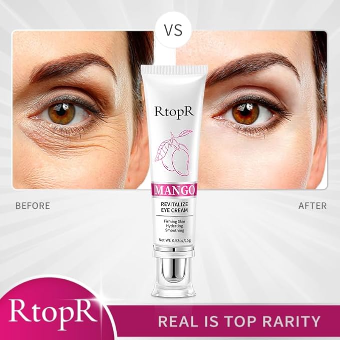 RtopR Mango Firming Eye Cream, Under Eye Cream for Dark Circles and Puffiness, Firm and Smooth the Look of Fine Lines, Smoothes the Skin Around the Eyes-Velvo Beauty