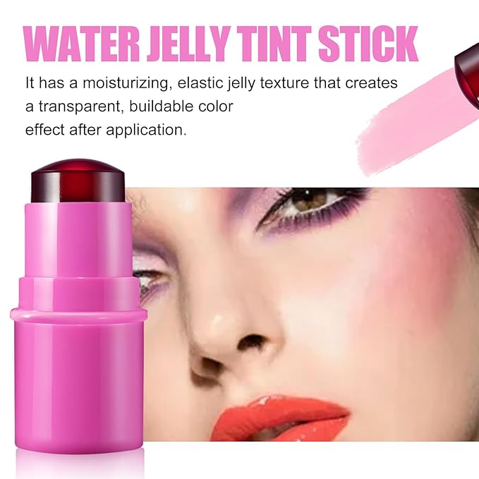 Milk Jelly Blush Cooling Water Jelly Tint, Milk Jelly Tint Jelly Blush Stick, Milk Lip And Cheek Stick, Sheer Lip & Cheek Stain, Jelly Tint Makeup (Purple, Free Size)-Velvo Beauty