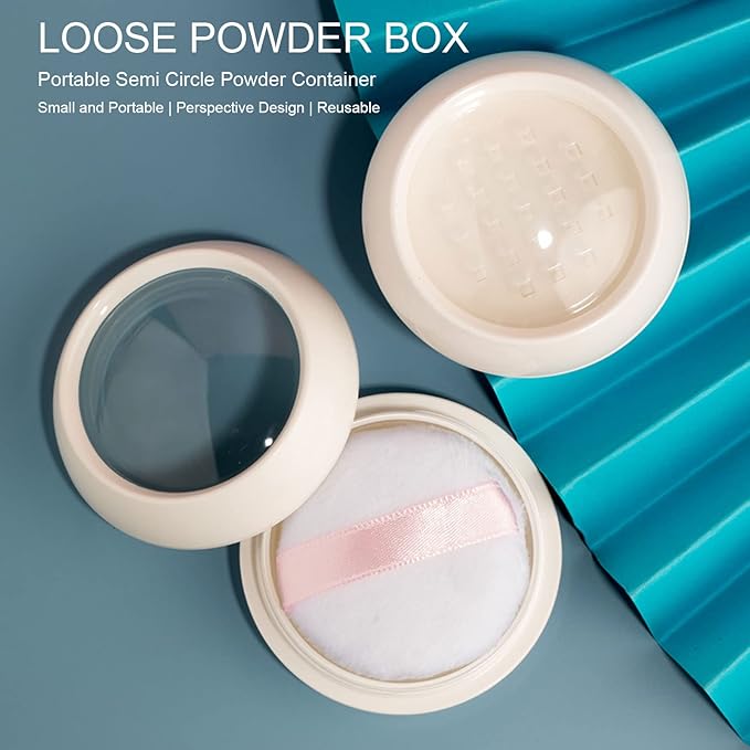 Dioche Loose Powder Container with Puff Sifter Lids, Plastic Refillable Empty Loose Powder Puff Case Face Powder Blusher Makeup Cosmetic Jars Containers for Travel Daily Use-Velvo Beauty