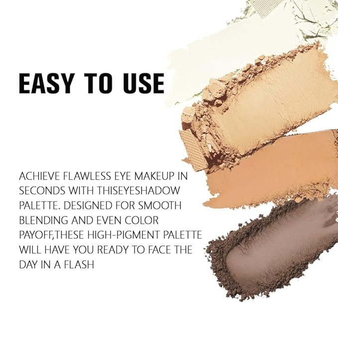 Powder Eyeshadow Quad, Light Medium Beige Brown Matte Eye Shadow Palette Makeup, Neutral Vegan Shimmer Quads Eye Shadow Palette for Older Women Pigmented Waterproof, paleta de sombras de ojos-Velvo Beauty