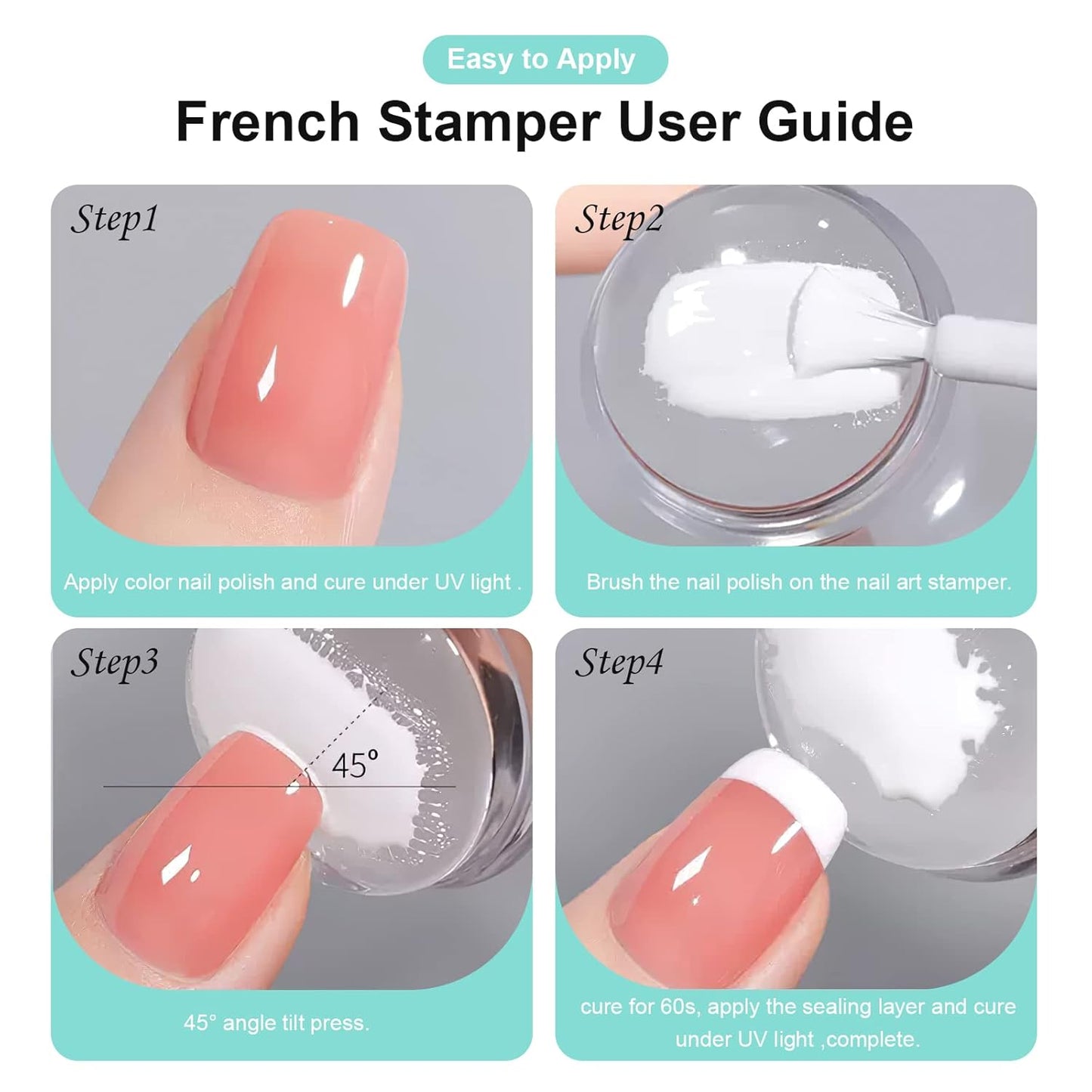 X&D Nail Art Stamper Clear Jelly Nail Art Stamping Transparent Silicone Rubber Nail Polish Stamper with Acrylic Scraper, Spare head Kit for French Tips and Transfer Images-Velvo Beauty