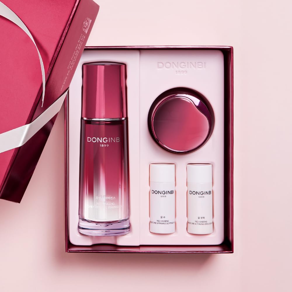 Donginbi Red Ginseng Daily Defense Special Set - Firming Cream(0.85 floz) & Korean Red Ginseng Essence(2.03 floz), Skin Barrier Repair Serum for Dry Skin, Korean Skin Care Gifts for Women-Velvo Beauty
