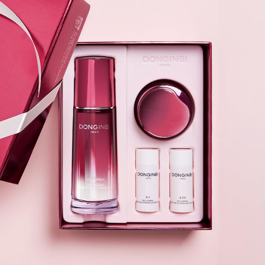 Donginbi Red Ginseng Daily Defense Special Set - Firming Cream(0.85 floz) & Korean Red Ginseng Essence(2.03 floz), Skin Barrier Repair Serum for Dry Skin, Korean Skin Care Gifts for Women-Velvo Beauty