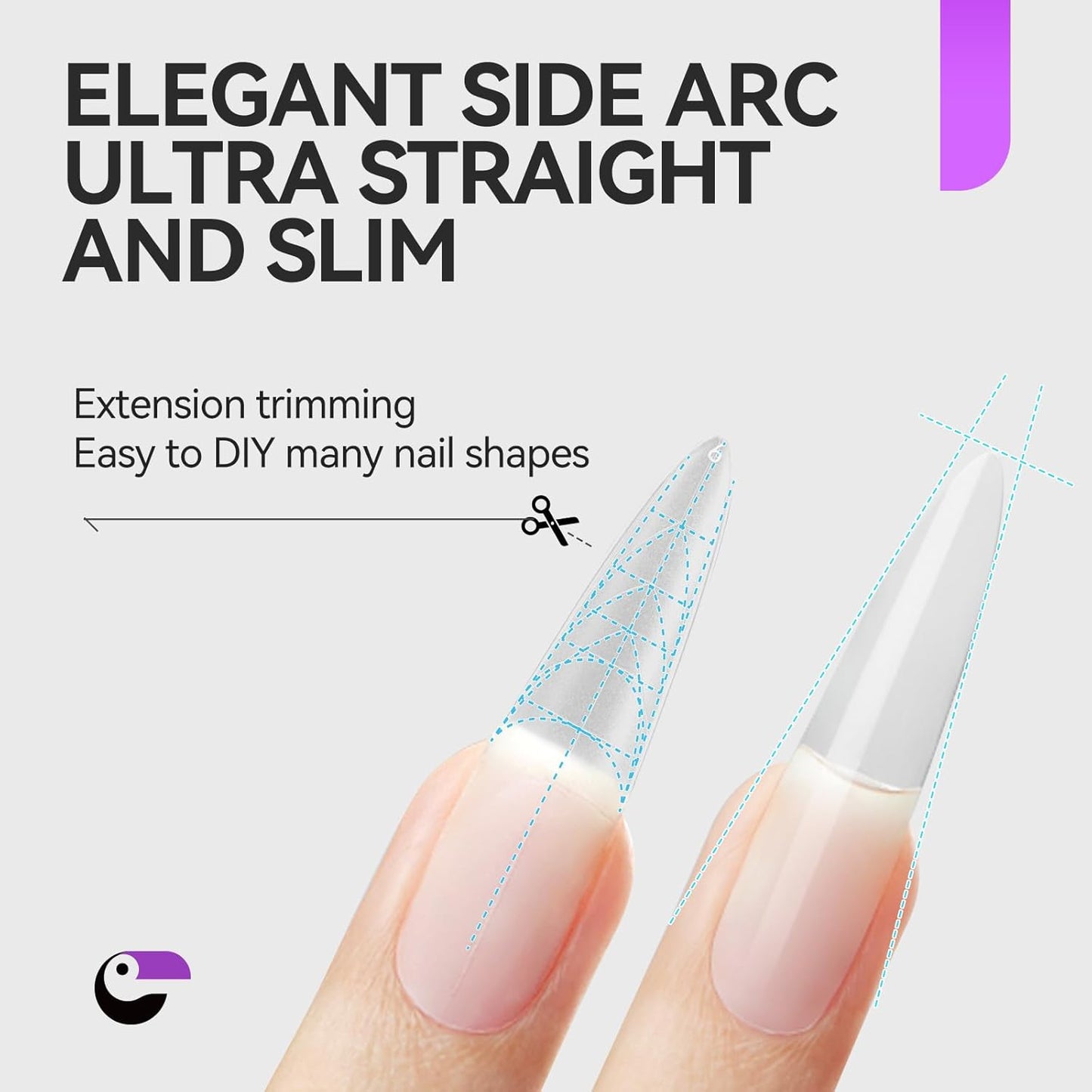 XXL Almond Gel Nail tips: 3 in 1 Gelike ec French Full Matte Guiding Line Nail Tips, Extra Long Gel Nails with Auxiliary Positioning Line, Nail Extension Tips for Beginners 84 Pcs 10 Sizes-Velvo Beauty