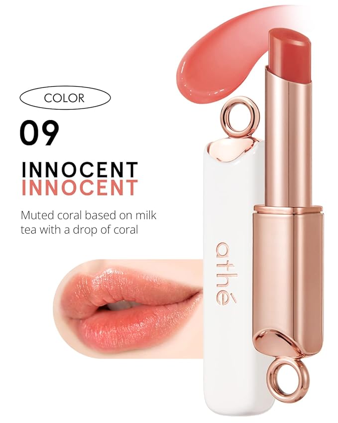 ATHÉ Authentic Lip Balm 09 INNOCENT (Tinted), Lightweight Wear & Plumping Lips without Stickiness, Moisturizing & Nourishing Plant-Based Vegan Chapstick for Dry, Petrolatum Free, Cruelty-Free-Velvo Beauty