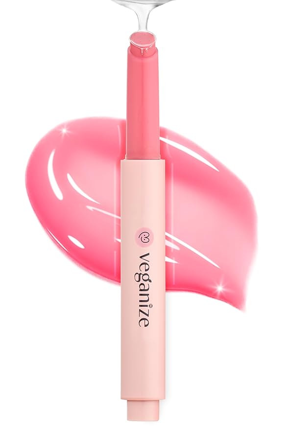 Veganize Collagen Lip Glass Balm | Hydrating Lip Balm in 9 Vibrant Colors | Moisturizing Lip Care Infused with Collagen Jelly Magic | No Animal Trial Lip Balm 0.06 oz (No. 2 Shy Pink)-Velvo Beauty