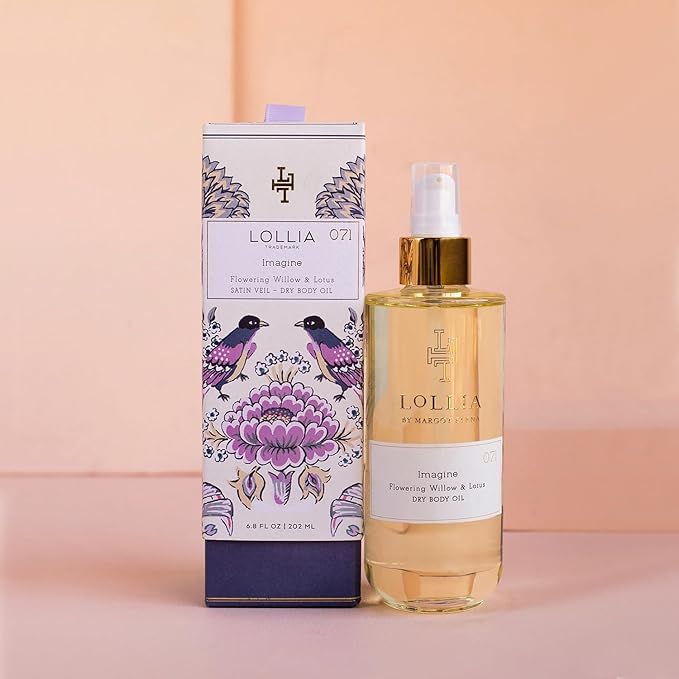 LOLLIA Imagine Dry Body Oil, 6.8 Fl. Oz. – Flowering Willow & Lotus – Women’s, Scented, Moisturizing, Dry Body Oil for Women, For All Skin Types-Velvo Beauty