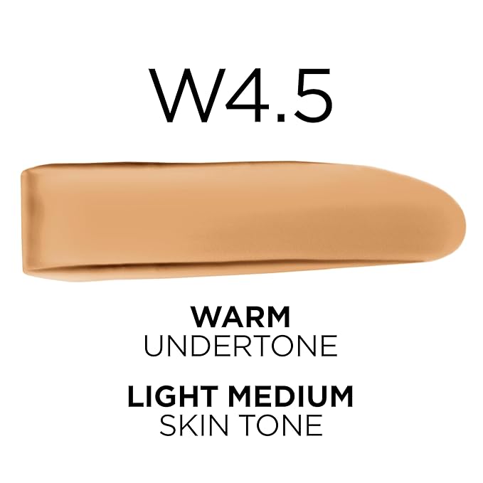 L'Oreal Paris True Match Super-Blendable Foundation, Medium Coverage Liquid Foundation Makeup, W4.5, Light Medium, 1 Fl Oz-Velvo Beauty