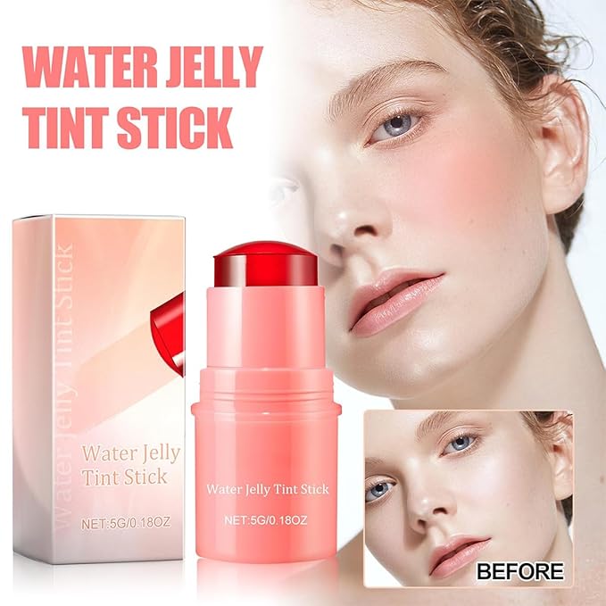Milk Cooling Water Jelly Tint Blush Stick Face Makeup, Sheer Lip & Cheek Stain, Buildable Watercolor Finish,Vegan, Cruelty Free - 0.18 fl oz (CORAL)-Velvo Beauty