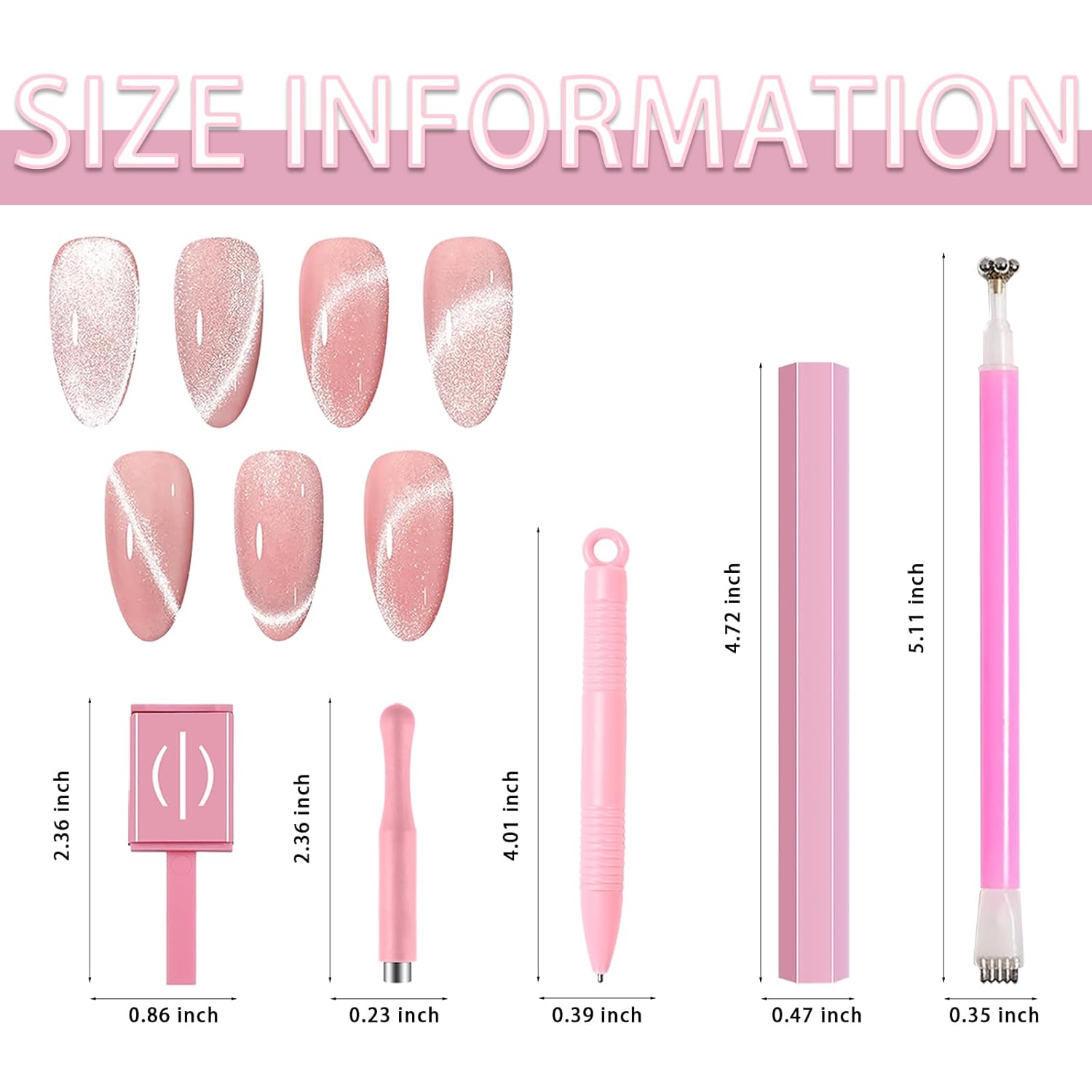 13pcs Pink Cateye Magnet for Nails Double-Ended Hexagon Nail Magnet Stick Flower Cat Eye Magnetic Pen 9 Stripe Nail Magnet Plates for Cat Eye Gel Nail Polish-Velvo Beauty