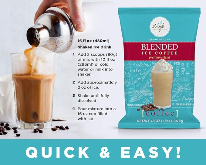 Angel Specialty Products, Blended Ice Coffee, Instant Frappe Powder Drink Mix, 3-Pound Bag [34 Servings]-Velvo Beauty