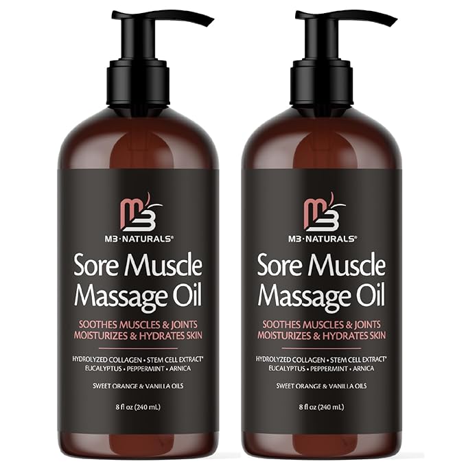 Arnica Sore Muscle Massage Oil for Massage Therapy - with Collagen Stem Cells Arnica and Menthol - Multipurpose Instant Absorption Full Body Massage Oil by M3 Naturals (Pack of 2)-Velvo Beauty