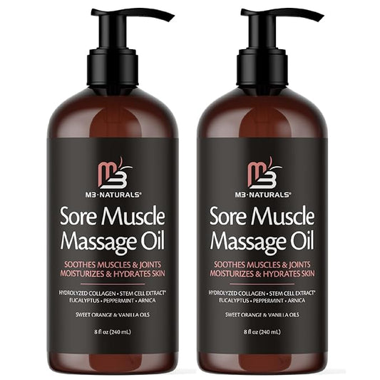 Arnica Sore Muscle Massage Oil for Massage Therapy - with Collagen Stem Cells Arnica and Menthol - Multipurpose Instant Absorption Full Body Massage Oil by M3 Naturals (Pack of 2)-Velvo Beauty