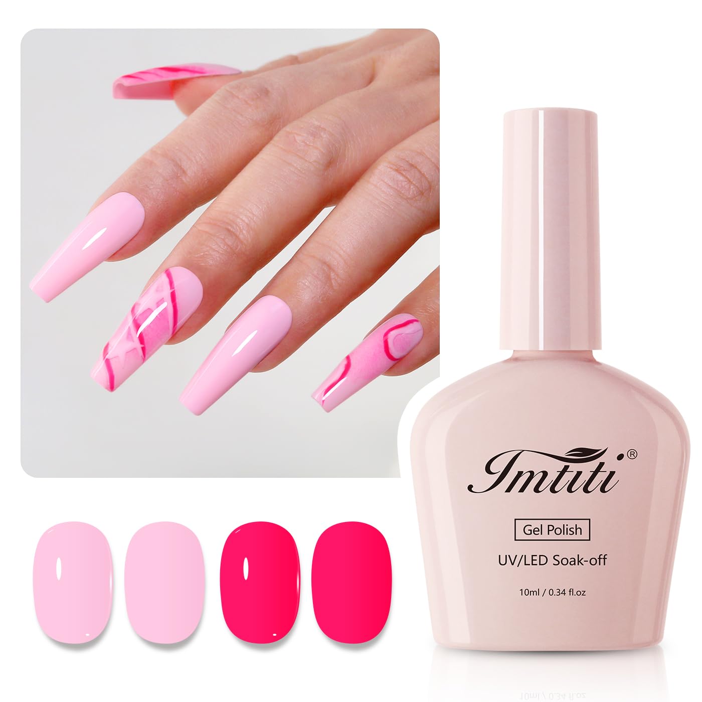 Imtiti Gel Nail Polish Kit, 2 Pcs 10ml Hot Pink & Macaron Pink Colors Gel Polish Soak Off UV LED Spring Summer Pink Gel Polish Nail Art Manicure Salon DIY Design Gel Nail Kit-Velvo Beauty