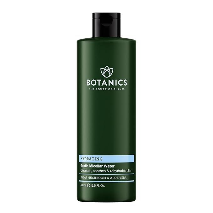 Botanics Micellar Water Makeup Remover - Hydrating & Gentle Cleansing Water - Enriched with Snow Mushroom & Aloe Vera - Vegan & Cruelty-Free Eye Makeup Remover Liquid (13.5 Fl Oz)-Velvo Beauty