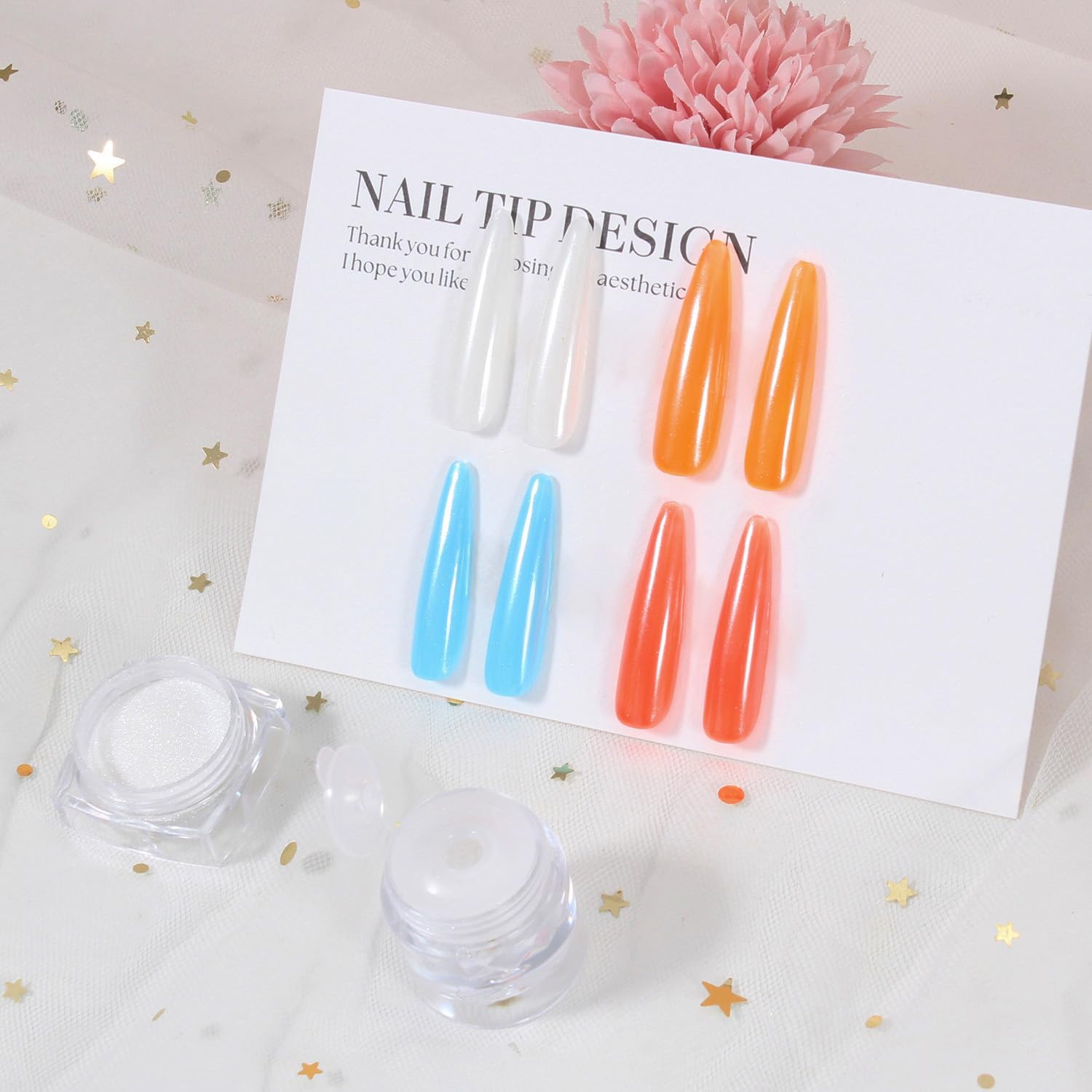 Artdone Clear Pearl Chrome Nail Powder,Iridescent Aurora Powder Metallic Mirror Effect Pigment Pearlescent Mermaid Pigment Pearl Glitter Dust Kit,Nail Art Decoration, Resin Craft-Velvo Beauty