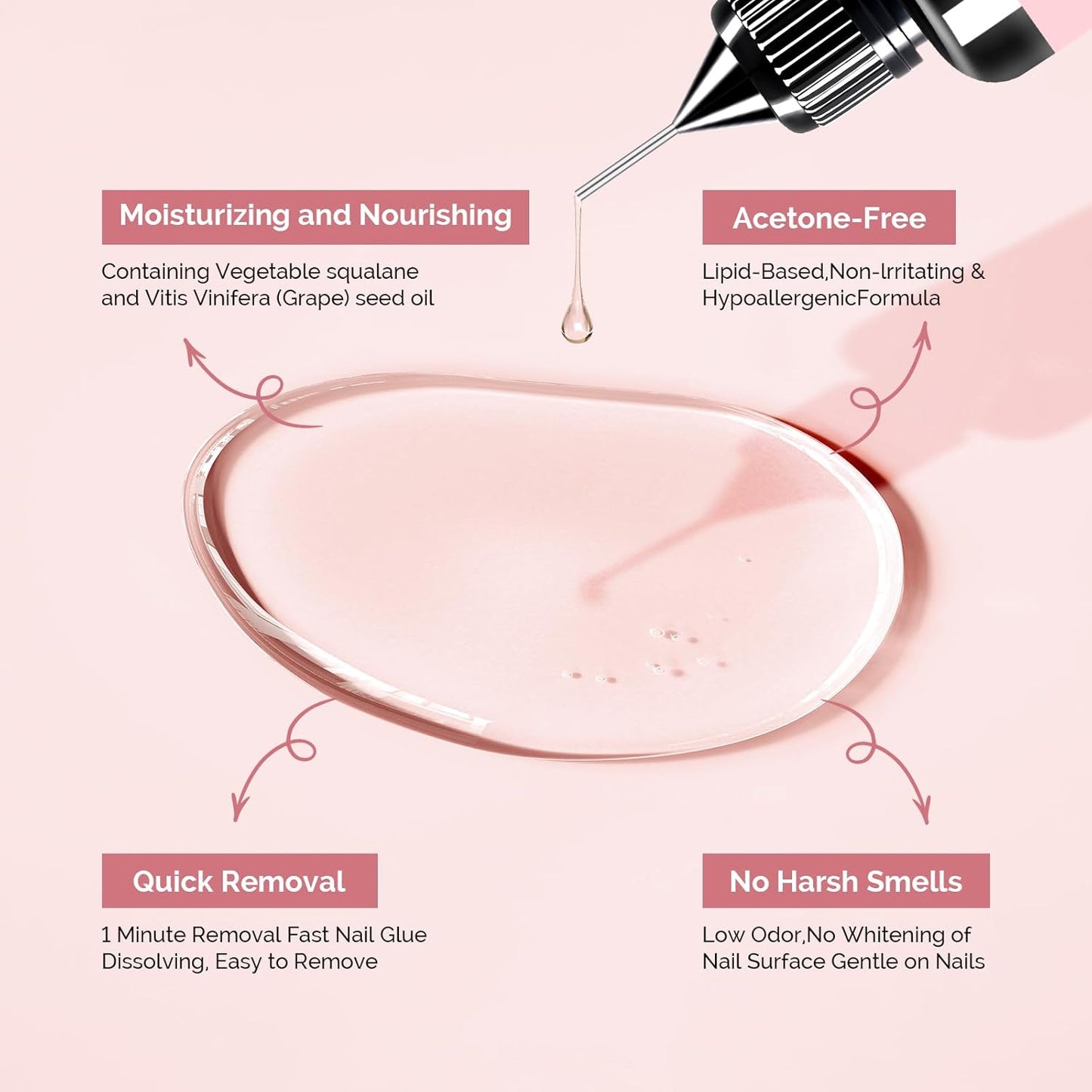 MelodySusie 30ML Nail Glue Remover for Press on Acetone Free Nail Polish Remover Multi-Functional Remover for Nails Tips Gentle Glue Remover for Gel x Nails for Home Salon-Velvo Beauty