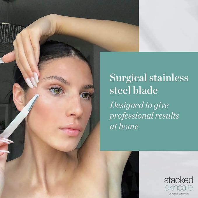StackedSkincare Dermaplaning Replacement Blades - 3 Pack Face Razor Refills for Women, Peach Fuzz Remover and Exfoliating Tool, Fits StackedSkincare Dermaplane Tool-Velvo Beauty