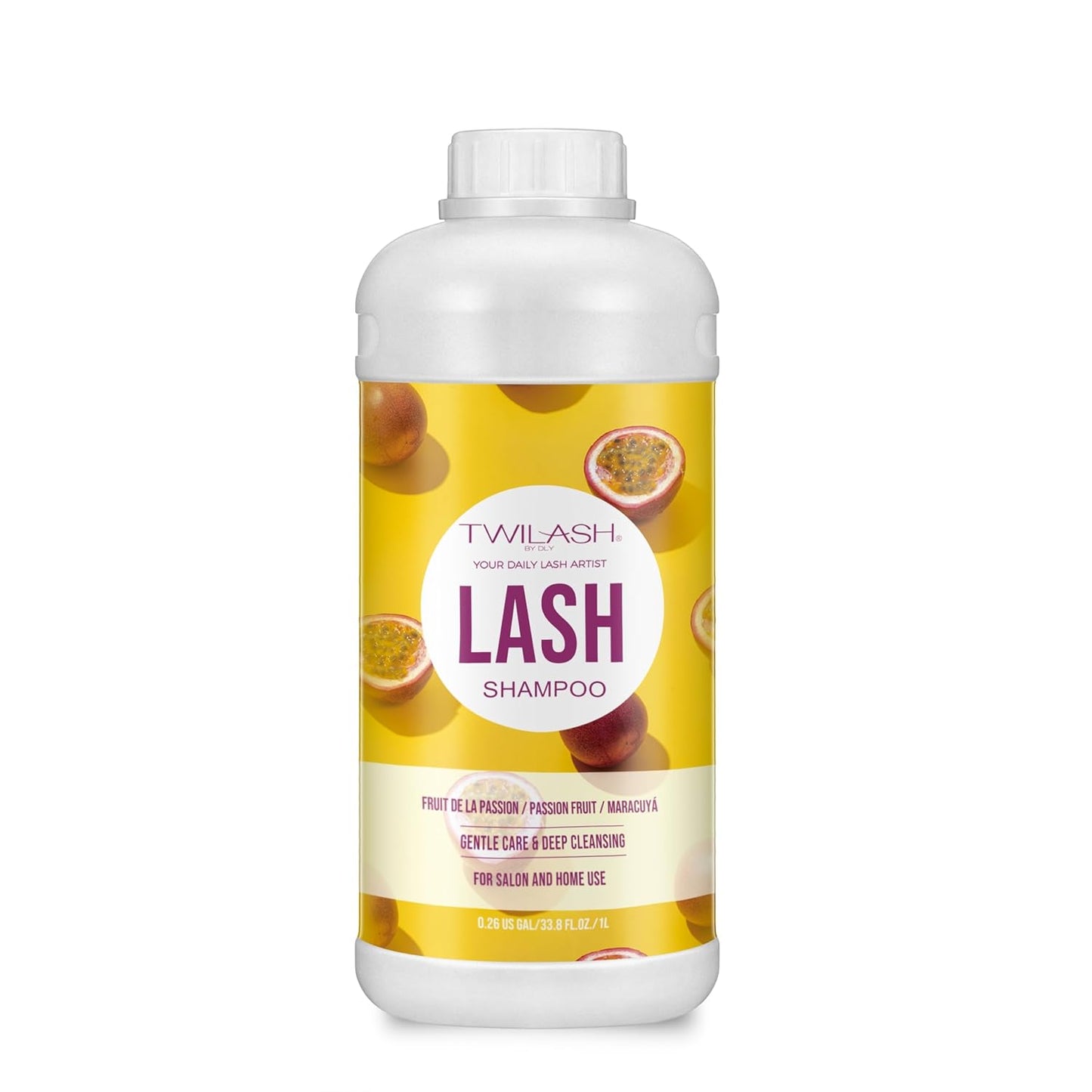 Lash Shampoo Bulk, Eyelash Cleanser for Extensions 2 Liters, Dispenser Pump, Non-irritating or Burning Eyelid Foaming Cleanser for Professional Salon and Home Use (Passion Fruit-1L)-Velvo Beauty