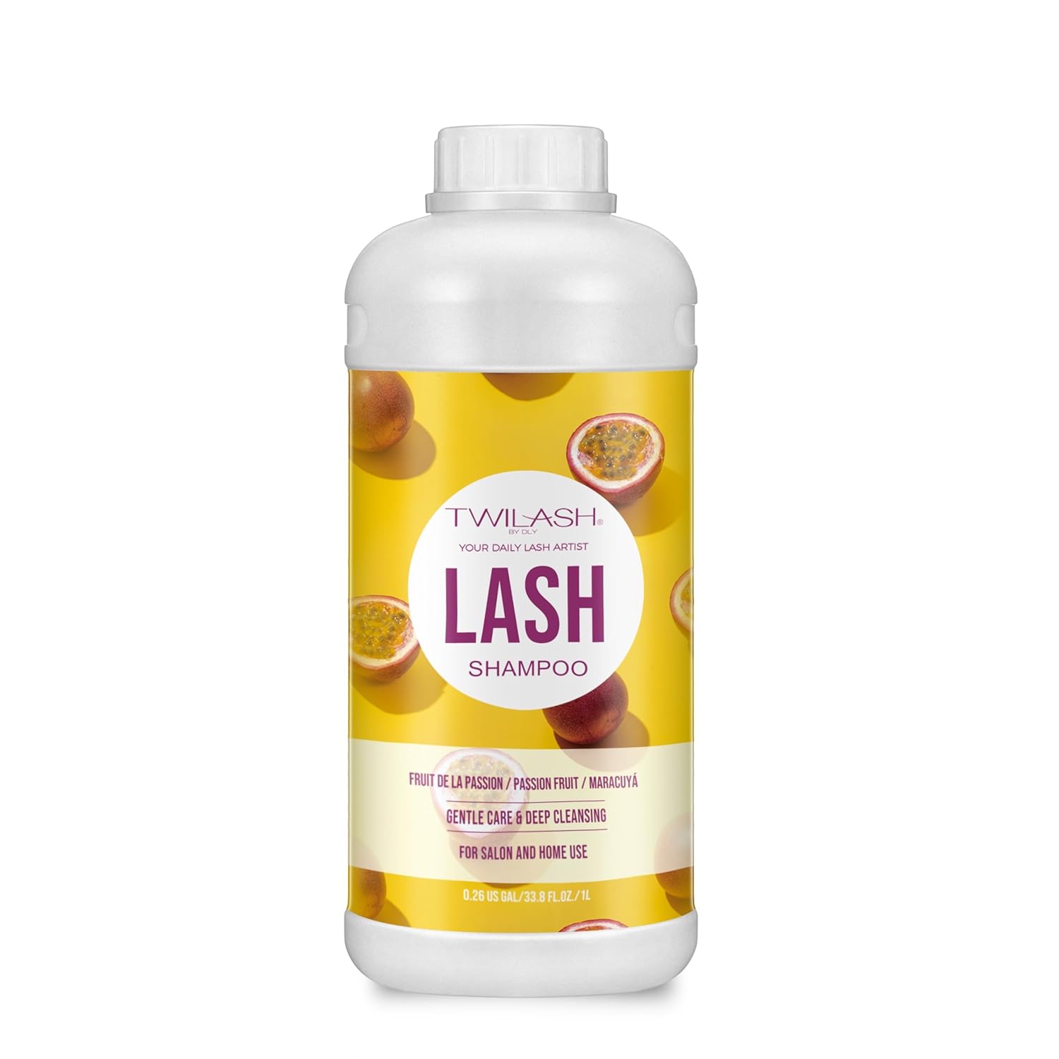 Lash Shampoo Bulk, Eyelash Cleanser for Extensions 2 Liters, Dispenser Pump, Non-irritating or Burning Eyelid Foaming Cleanser for Professional Salon and Home Use (Passion Fruit-1L)-Velvo Beauty