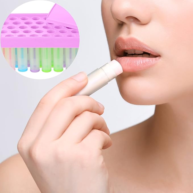 2 Sets Lip Balm Tray and Spatula Set Portable lipstick Holder Lip Balm Containers Lip Gloss Making Kit (Purple)-Velvo Beauty