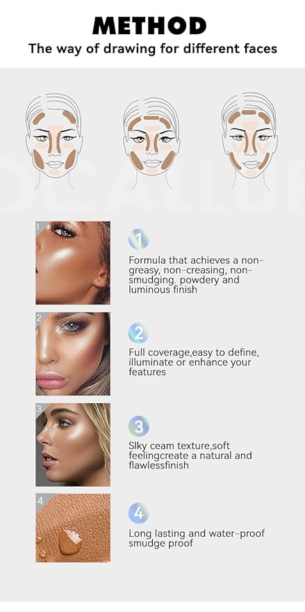 3 Pcs Face Contour Sticks Set, Shades with Highlighter & Contour & Blush Sculpted Complexion Wand Contour Long Lasting Natural Buildable Highlighters Contour Contouring Bronzer (01, 05, 06)-Velvo Beauty